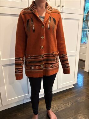 Cotton & Rye Southwestern-Pattern Shawl-Collar Cardigan Sweater